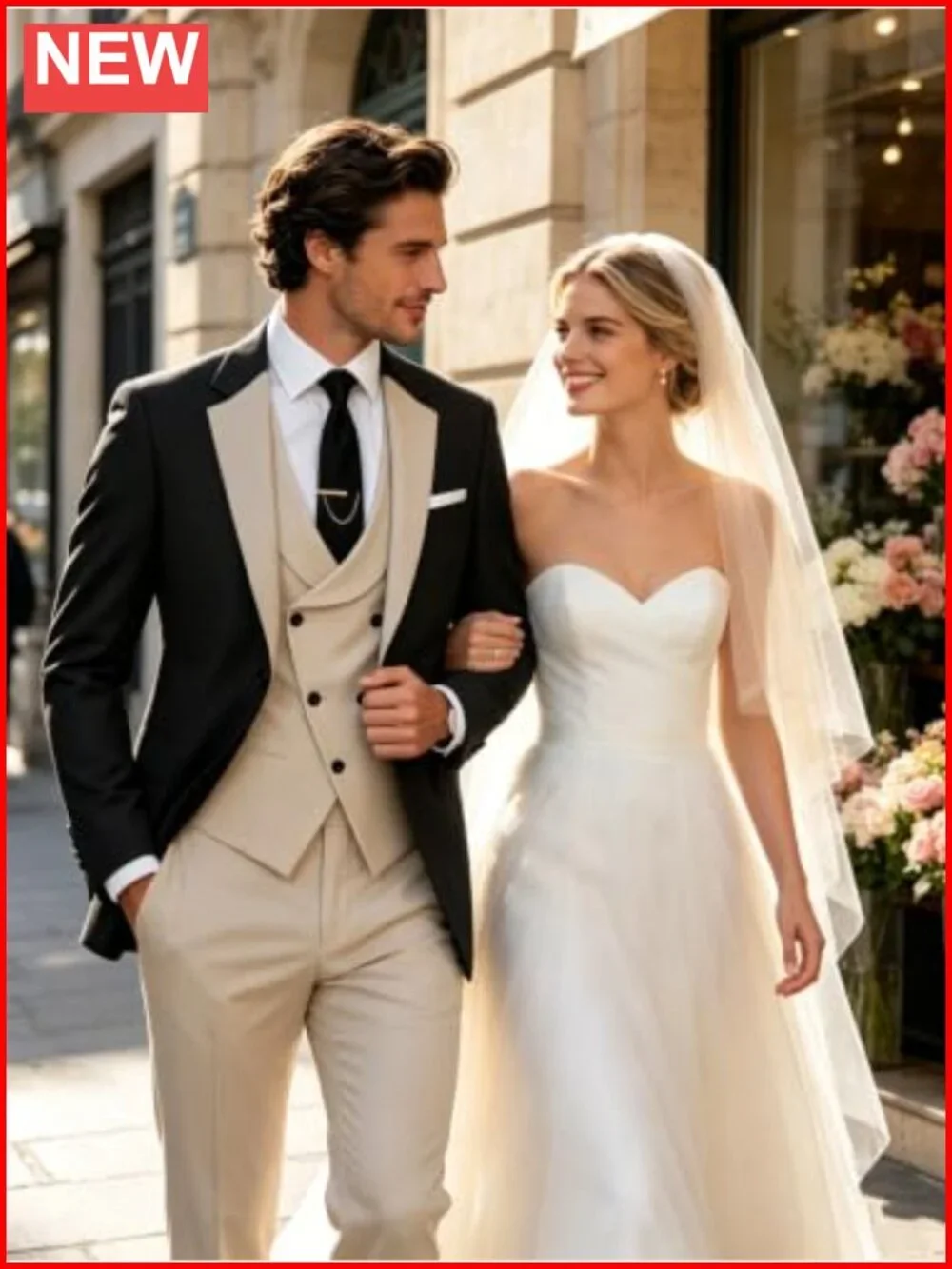 Men's 3 Piece Slim Fit Suit Set Blazer Vest Pants Wedding Tuxedo